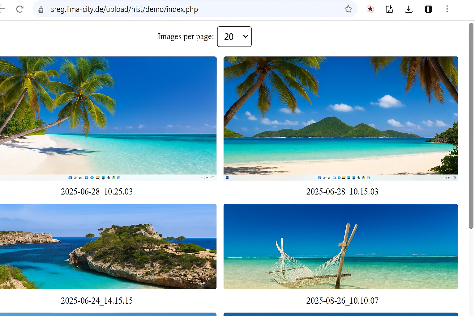 Wolfeye Screenshot-Historie mit Zeitstempeln